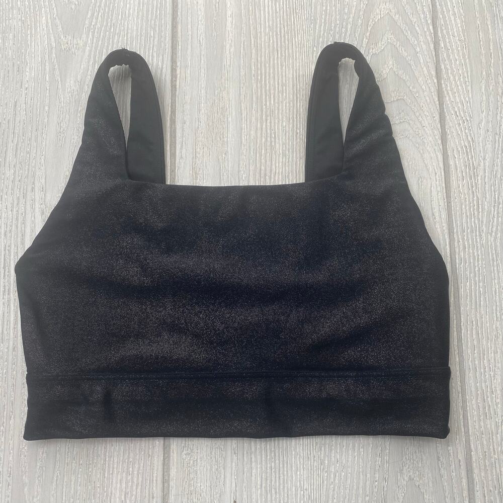 Calia Black Pewter Energize Medium Support Shine Sports Bra Size XS